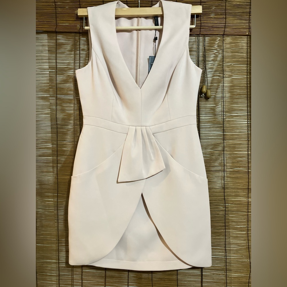 BCBGMaxAzria Claire Sleeveless Draped Skirt Dress in Bare Pink - Picture 4 of 13